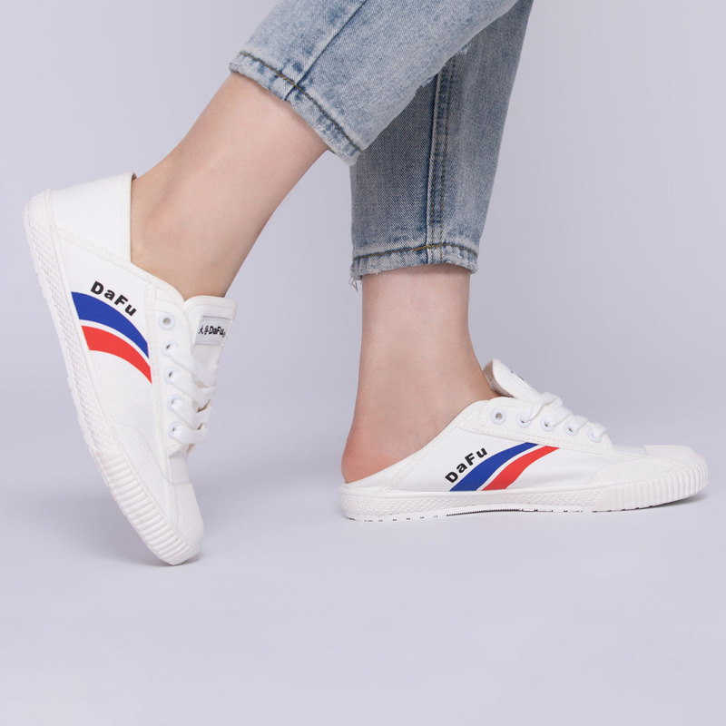 FEIYUE/飞跃国潮经典红蓝标帆布鞋学生小白鞋2007