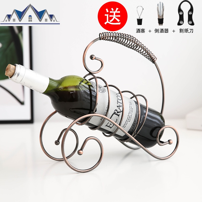 欧式红酒架家用葡萄酒架摆件红酒杯架倒挂个性创意高脚杯架酒瓶架 三维工匠收纳层架高清大图