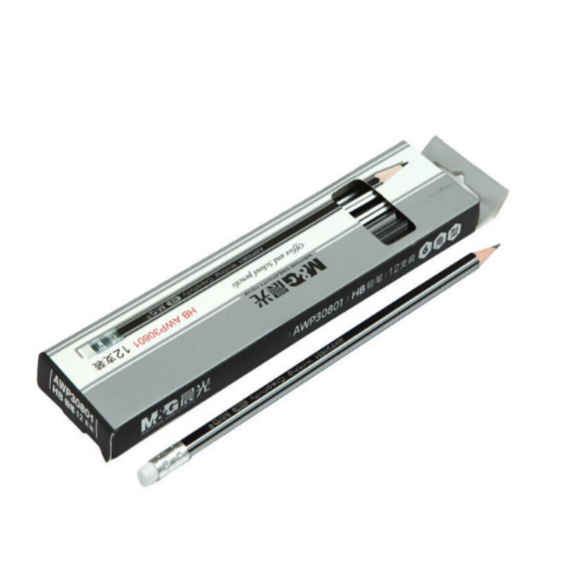 晨光(M&G) AWP30801 木杆铅笔 银黑抽条六角HB 12支/件 5件装高清大图