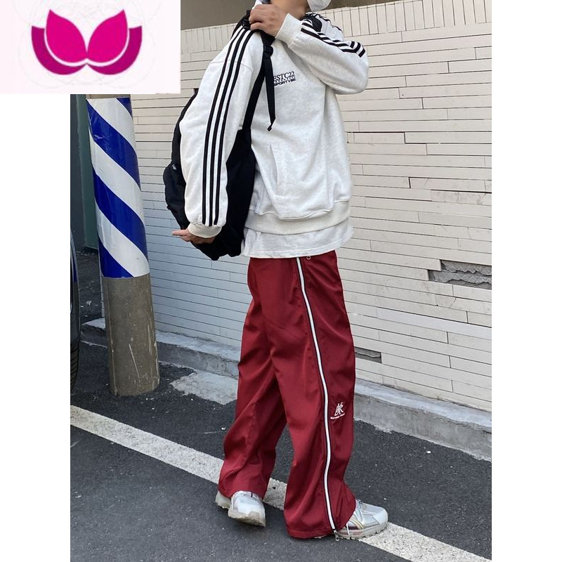 七斓美式复古拉链设计ins嘻哈运动裤男女新款潮牌高街直筒休闲裤