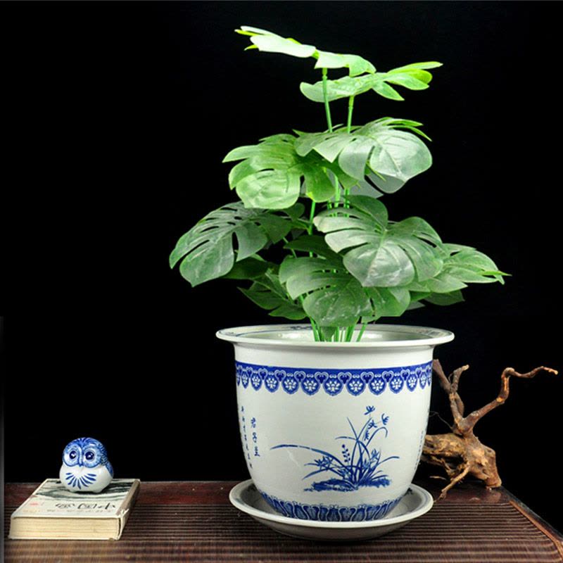 超大 染付六面梅花形植木鉢 盆栽鉢 冰裂纹青花花盆年代物古美術 盆栽鉢 梅文 青磁染付 植木鉢 六角 三本足 楽天市場 | うめ