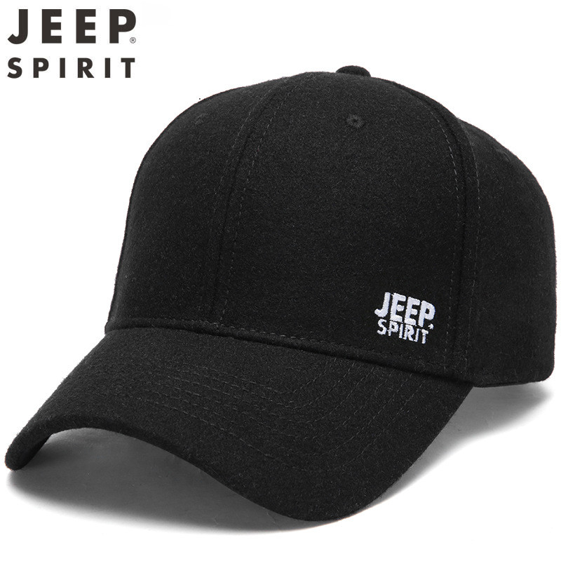JEEP SPIRIT棒球帽子羊毛混纺毛呢加厚保暖男士休闲帽简约鸭舌帽