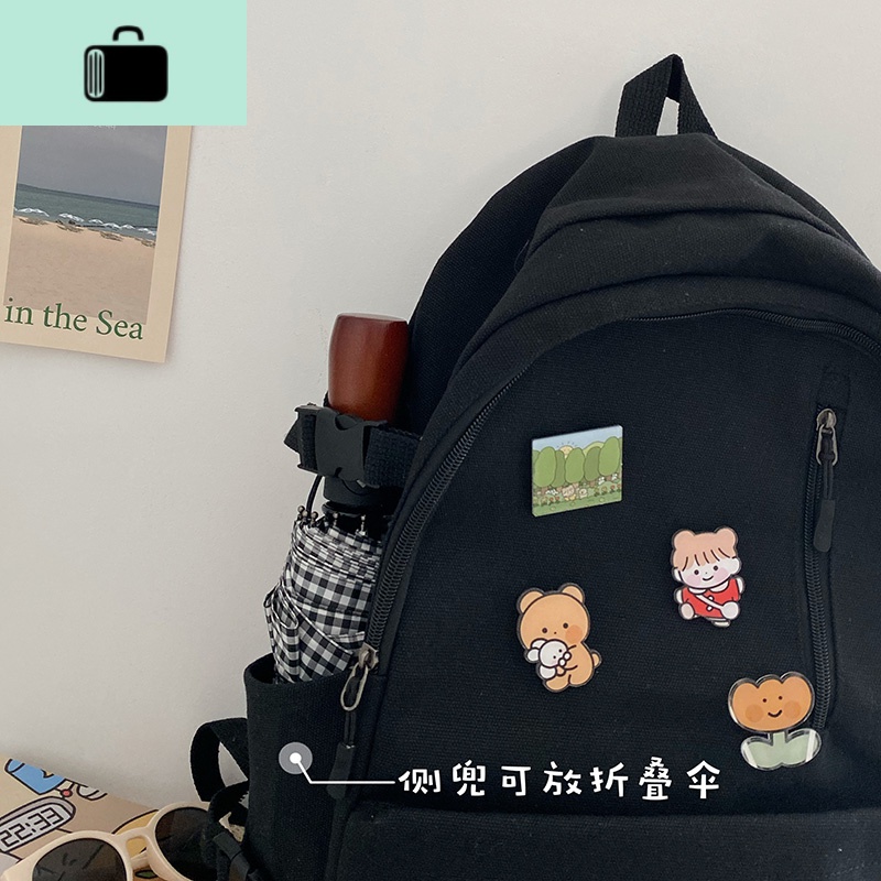 帆布双肩包2020新款大容量旅行背包日系百搭INS书包女韩版高中潮NEWLAKE高清大图