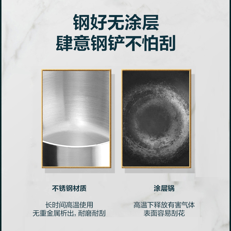 荣事达电火锅家用多功能一体式电热锅大功率电炒锅不锈钢电锅 白色双旋钮定时款