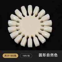 美甲色卡甲油胶展示透明色板扇形双面24色椭圆杏仁款打版指环甲片 [圆形甲片自然色]
