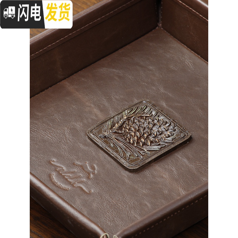 三维工匠钥匙收纳盒美式复古口玄关放钥匙收纳盘桌面饰品托盘皮质收纳盒高清大图
