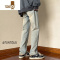 YANXU美式牛仔裤男士修身直筒长裤高街复古裤子黑色男生微喇宽松