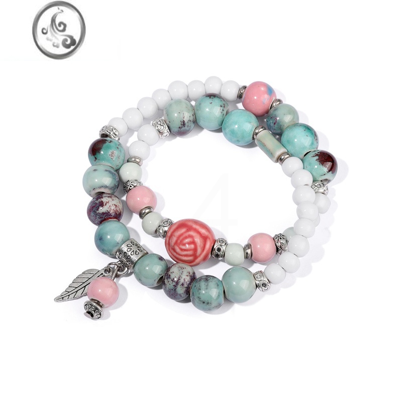 JiMi旧青画!国风文玩陶瓷珠手串女新中式高级感复古原创小众精致手链高清大图