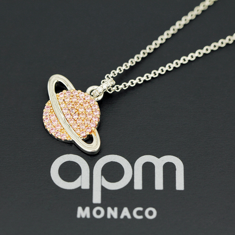 APM monaco粉色星球项链时尚毛衣链土星吊坠气质锁骨链送女友礼物高清大图