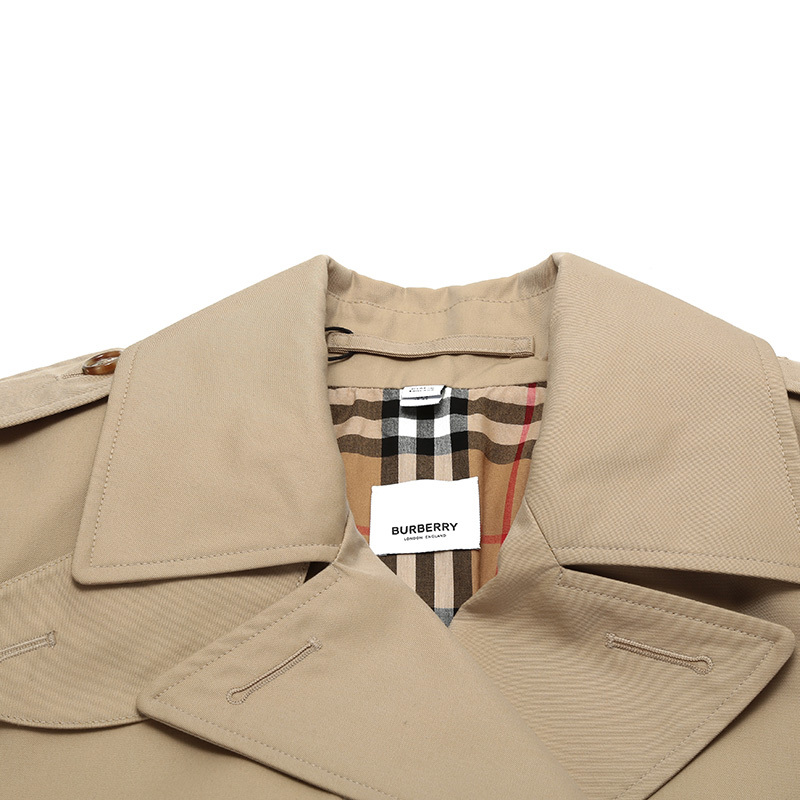 burberry博柏利情人节礼物女士蜂蜜色棉质风衣外套80279471