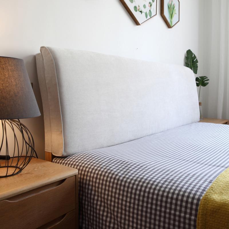 美帮汇定制北欧实木床上靠垫榻榻米无床头板软包自粘布艺罩可拆洗 米色 有床头款200*58*10CM