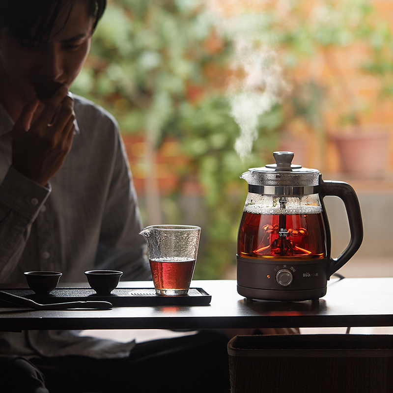 小熊(Bear)煮茶器 ZCQ-A10X1 1L全自动小型办公室煮茶器家用花果茶蒸汽茶壶智能保温多功能玻璃烧水壶养生壶