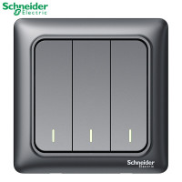 施耐德电气（Schneider Electric）睿意夜空灰 开关插座86型面板 家用墙壁式 五孔一开 夜空灰 三开双控