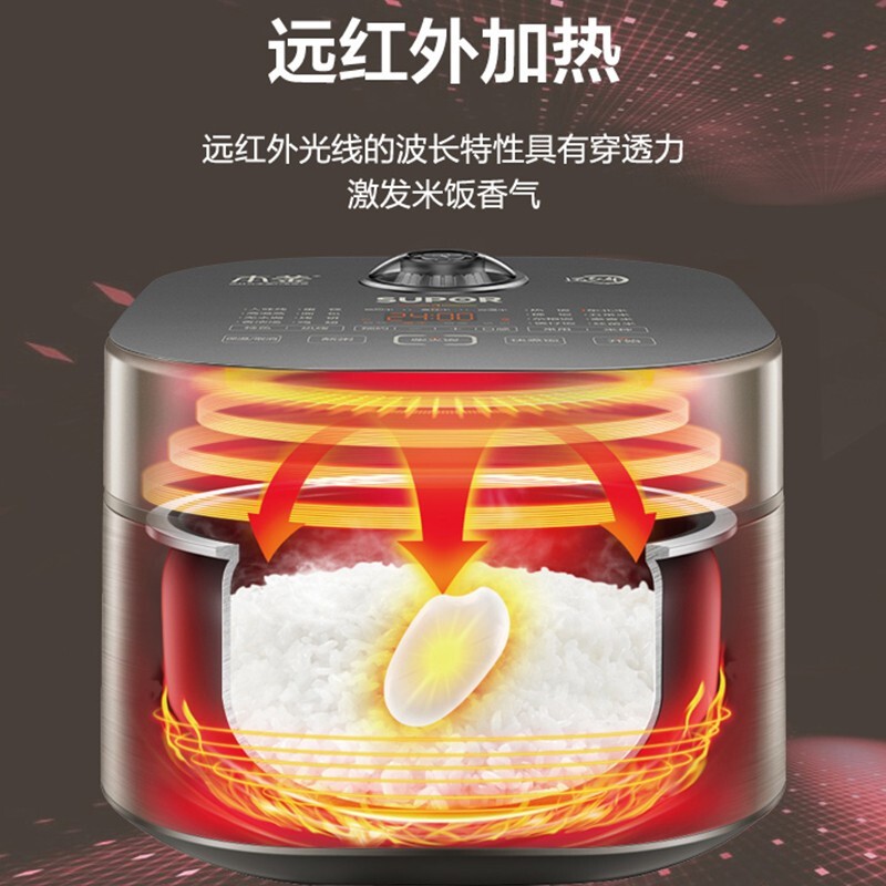 苏泊尔(SUPOR)电饭煲上盖远红外加热升级本釜内胆 IH电磁加热4L/升容量智能触控操作 多功能电饭锅SF40HC81高清大图