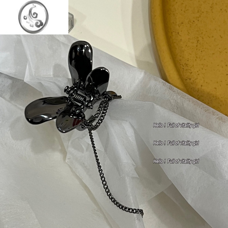 JiMi蝴蝶在你头发上跳舞诶~小众高级金属蝴蝶流苏发夹半扎甜酷小抓夹