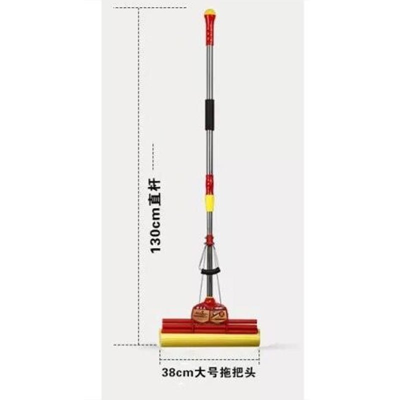 加粗不锈钢吸水胶棉滚轮式挤水海绵拖把头家用拖布清洁用品工具拖把及拖把头
