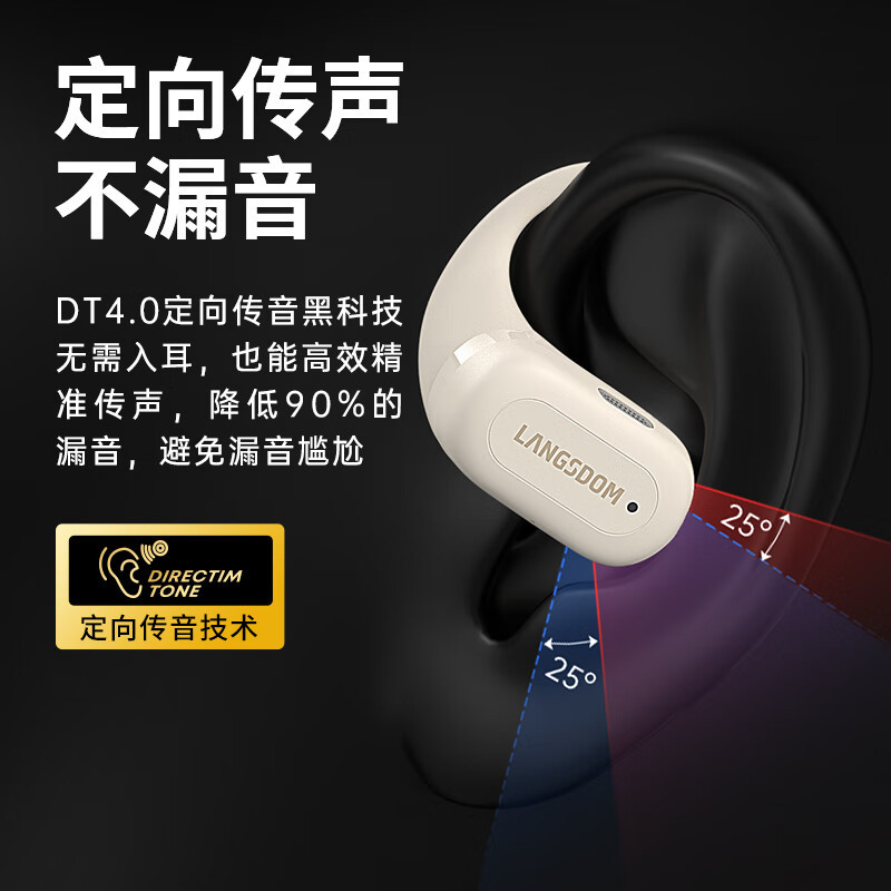 兰士顿(Langsdom) 开放式运动蓝牙耳机(TS19)素雅黑