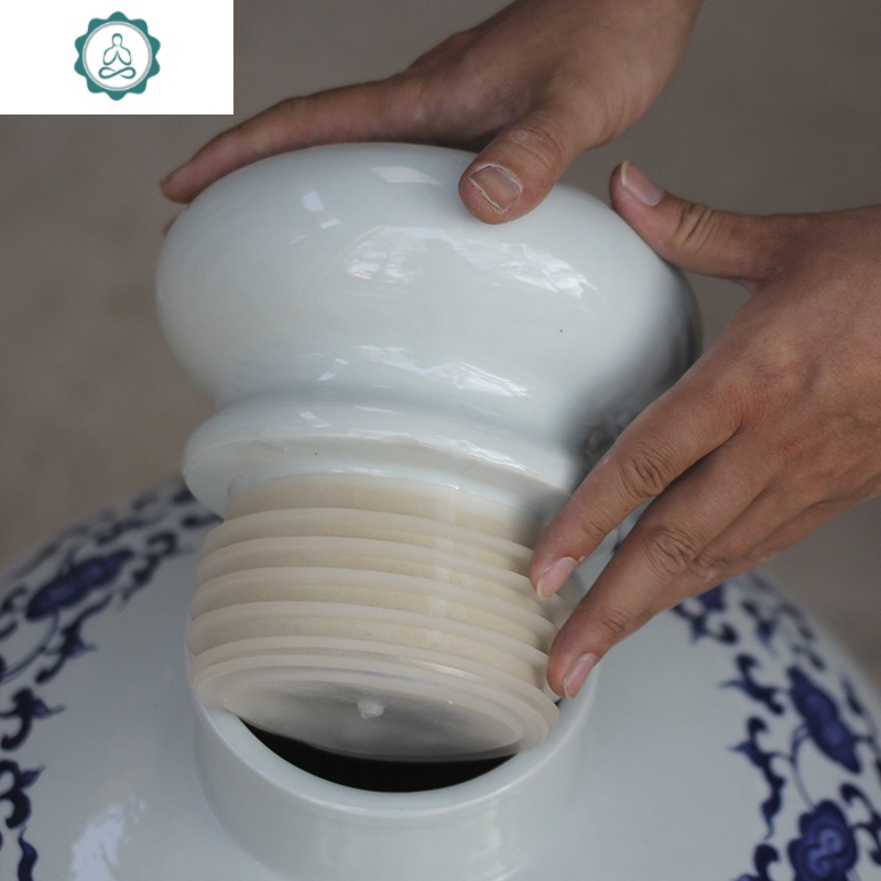 景德镇青花瓷酒坛盖子陶瓷酒瓶家用窖藏泡酒缸子密封坛盖带胶垫 封后