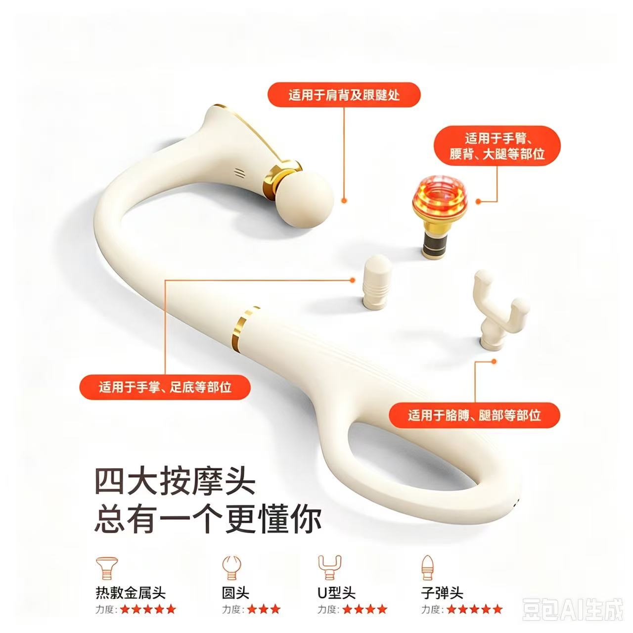 艾诗凯奇SKG D3全身按摩棒温热功能10W功率便携设计舒缓疲劳按摩锤高清大图
