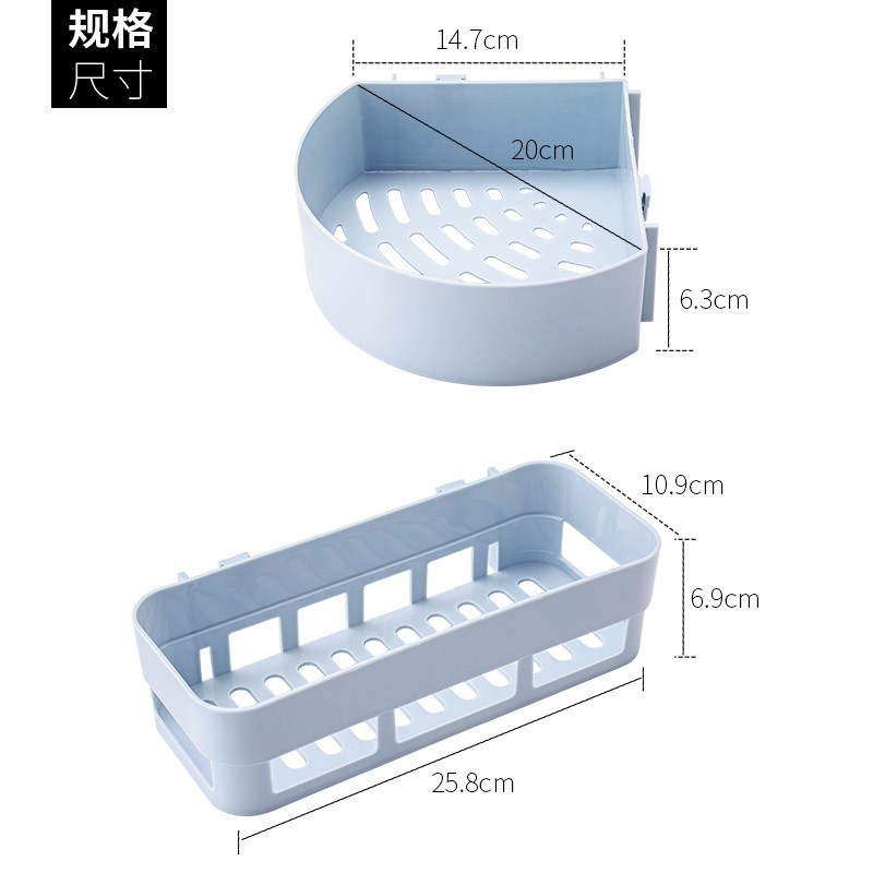 浴室置物架免打孔卫生间壁挂墙上收纳柜转角篮三角架子厨房置物架收纳层架 三维工匠高清大图