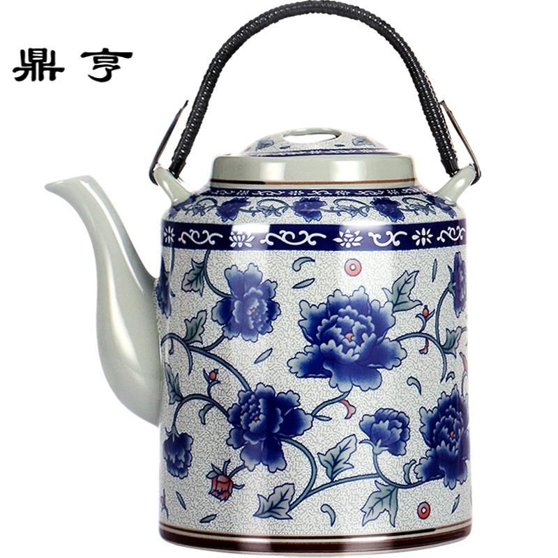 鼎亨景德镇陶瓷茶壶大容量复古青花冷水壶套装家用大号提梁壶茶具