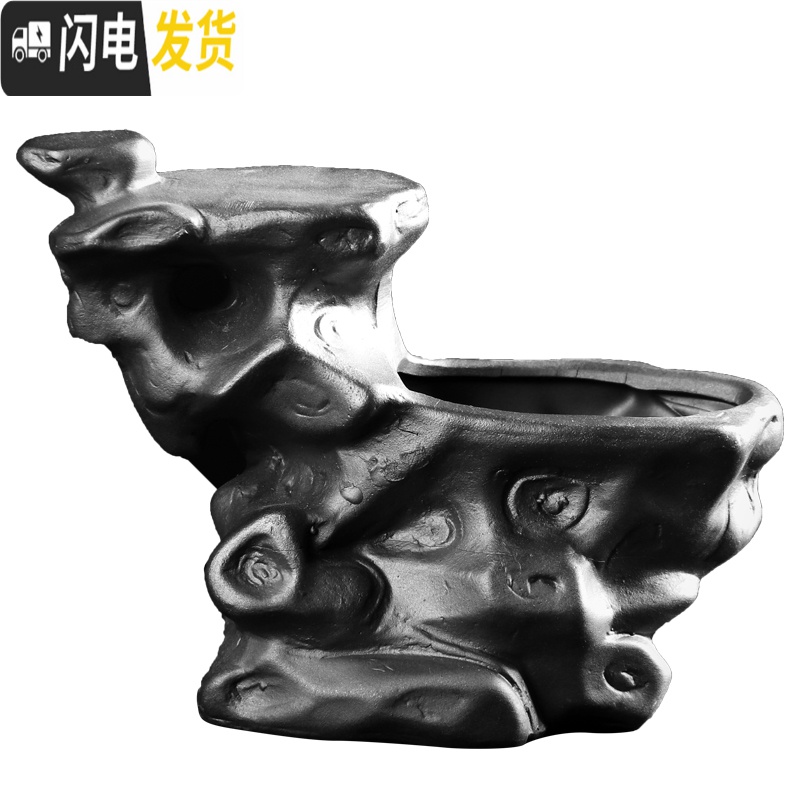 三维工匠多肉花盆创意个性陶瓷紫砂透气微景观盆古典桌面小号花器文竹盆栽 红色托盘 中小花盆容器高清大图