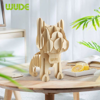 WUDE 笔笔狗收纳笔筒木制立体3d拼图木质diy积木玩具儿童手工拼装模型组装插片