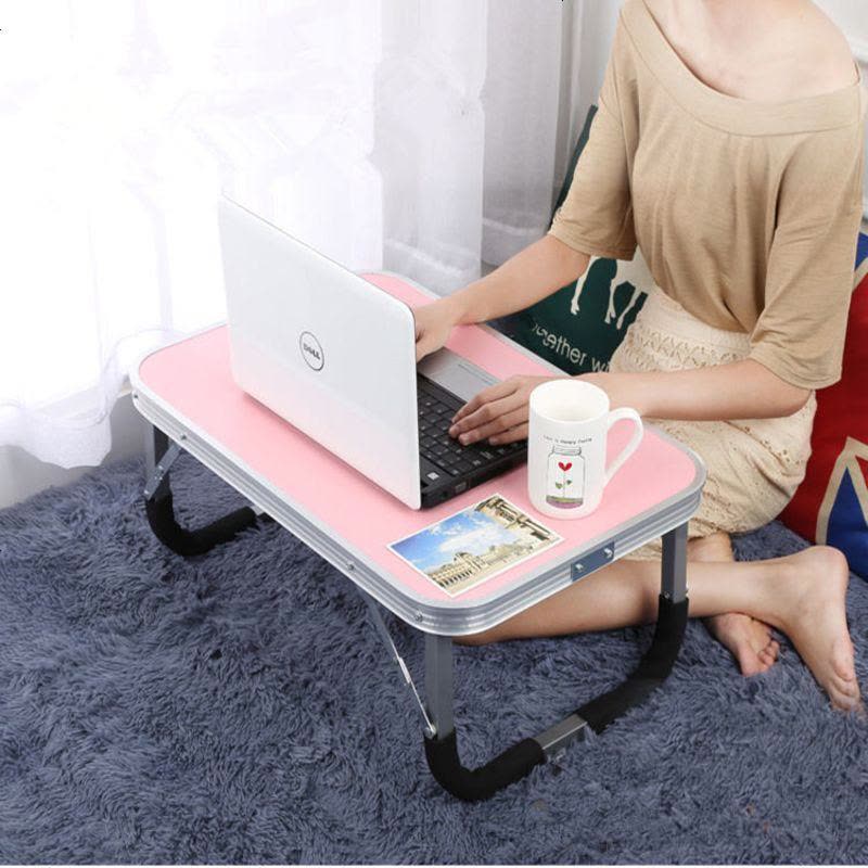 加粗加厚便携式电脑桌学习桌懒人折叠桌床上笔记本电脑桌大学生餐桌宿舍书桌寝室学习用小桌子便 粉红色粗腿樱桃粉60X40图片