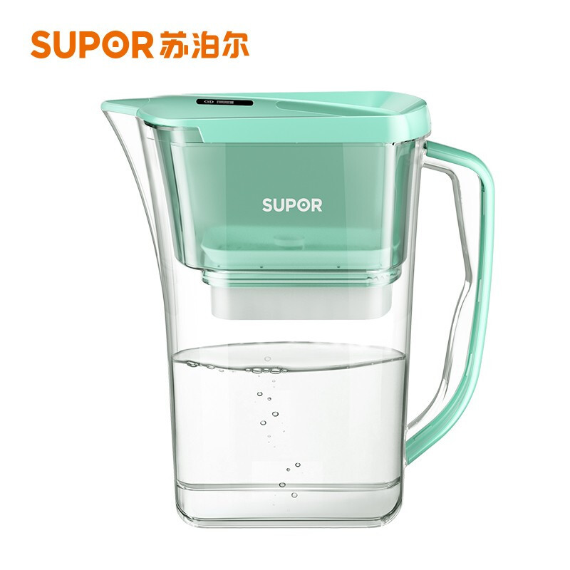 苏泊尔(SUPOR)过滤净水器 家用滤水壶 自来水过滤器净水壶 J-UF01(绿色)一壶六芯