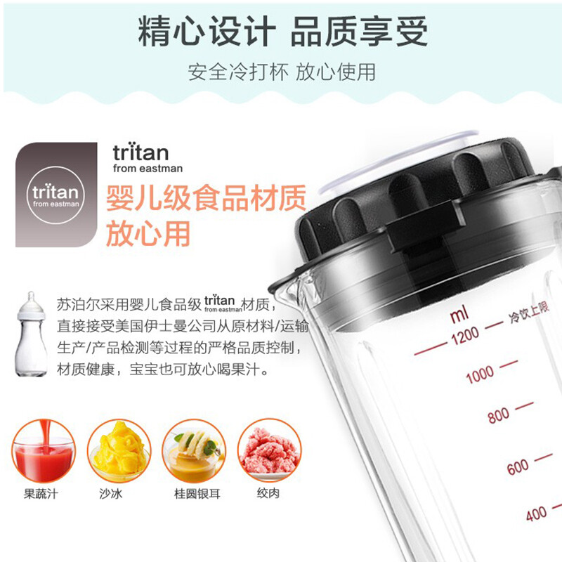 苏泊尔(SUPOR)多功能破壁机婴儿奶瓶食品级材质冷杯\/研磨杯 T04(适配部分机型)--配件产品,单独无法工作高清大图