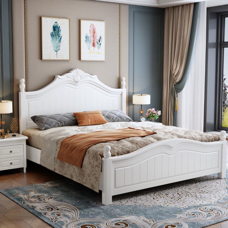 景山百岁 床 实木床 美式实木床 1.35米1.5米1.8米床 公主床 儿童床 卧室单人床 主卧双人床 欧式床 软包床图片