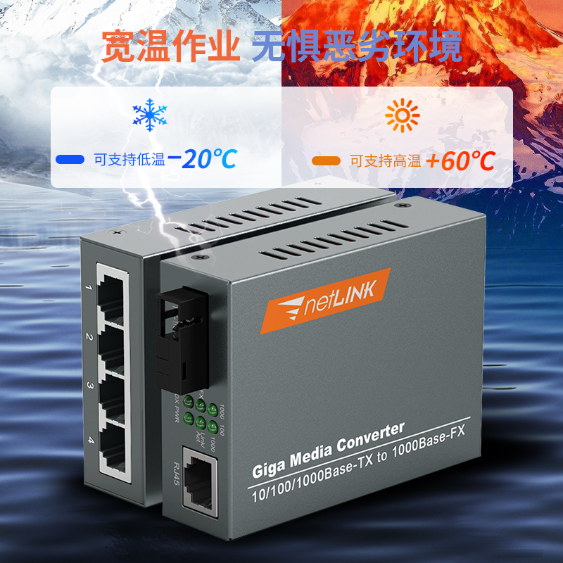 netLINK HTB-GS-03/4GE-3A+HTB-GS-03/3B千兆单模单纤光纤收发器 1光4电+1光1电套装