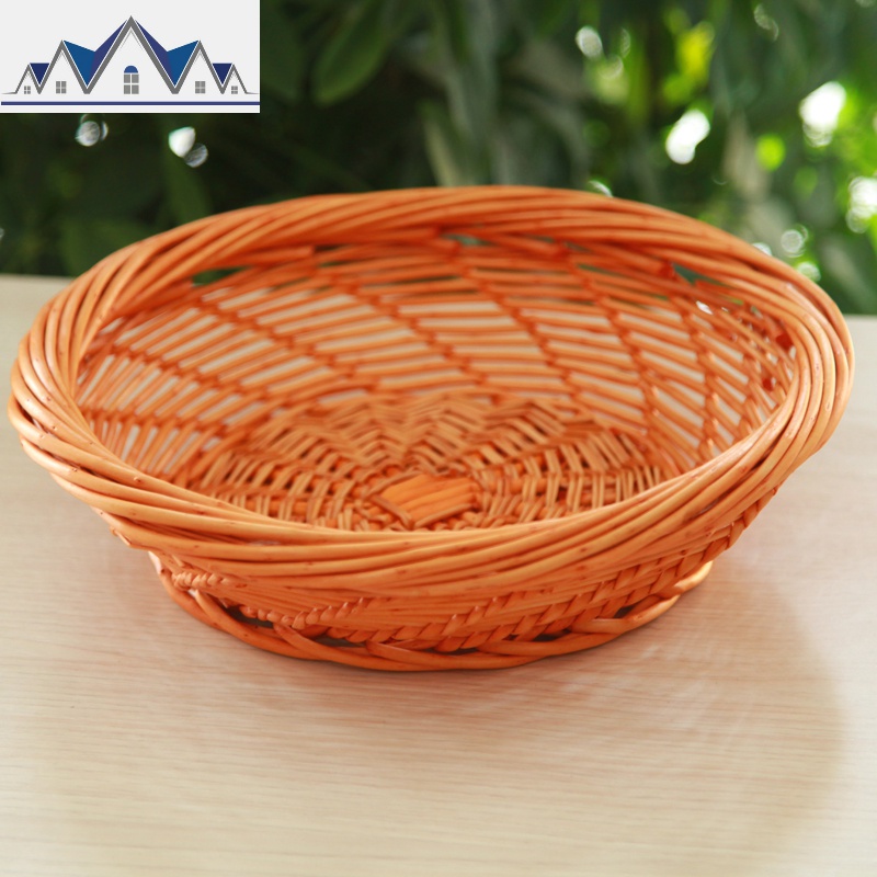 柳编放馒头的筐子藤编收纳框篮竹编砂锅托水果厨房家用盛馍框小号 三维工匠收纳篮 蜜糖色大号【口35高10】厘米