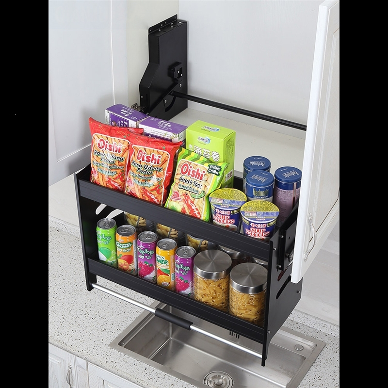 定制厨房吊柜拉篮古达升降篮橱柜拉篮碗下拉式置物架阻尼缓冲升降拉篮
