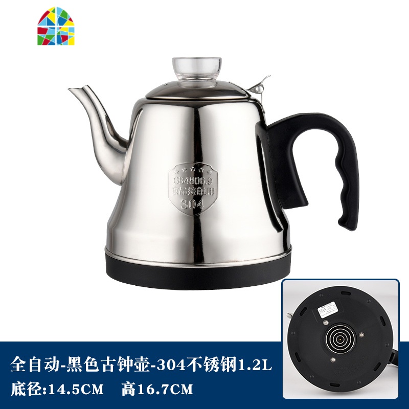 全自动加水电热烧水壶单壶配件洪悦盈悦明灶佳禄福名宇珍视界溪茗 FENGHOU 黑色古钟壶-304不锈钢高清大图