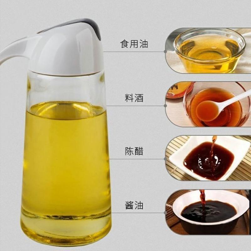 [加厚630ml玻璃油壶]两只装 厨房家用自动开盖重力油壶玻璃防漏大号油瓶酱油壶不挂油油瓶醋瓶
