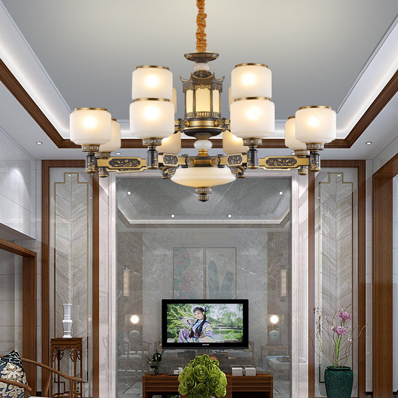新中式别墅客厅吊灯酒店三四层吊灯复式楼中楼中空跃层大吊灯