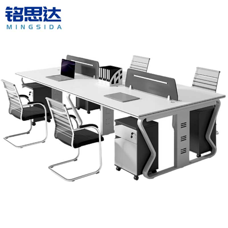 铭思达屏风办公桌四人位含柜椅套高清大图