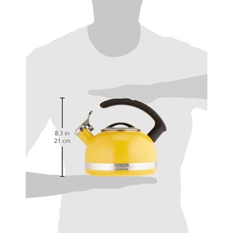 Kitchenaid 珐琅壶老式家用烧水壶鸣笛开水壶燃气电磁炉茶炉通用黄色阳光橙