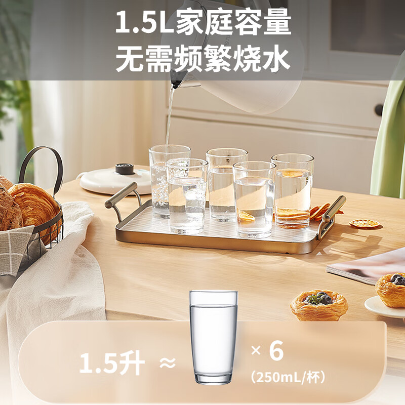 九阳(Joyoung)热水壶烧水壶电水壶 双层防烫316L不锈钢 家用1.5L大容量电热水壶 K15FD-W166高清大图