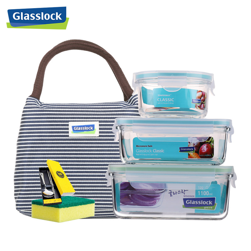 GLASSLOCK玻璃保鲜盒 韩国进口耐热耐摔饭盒3件套装高清大图