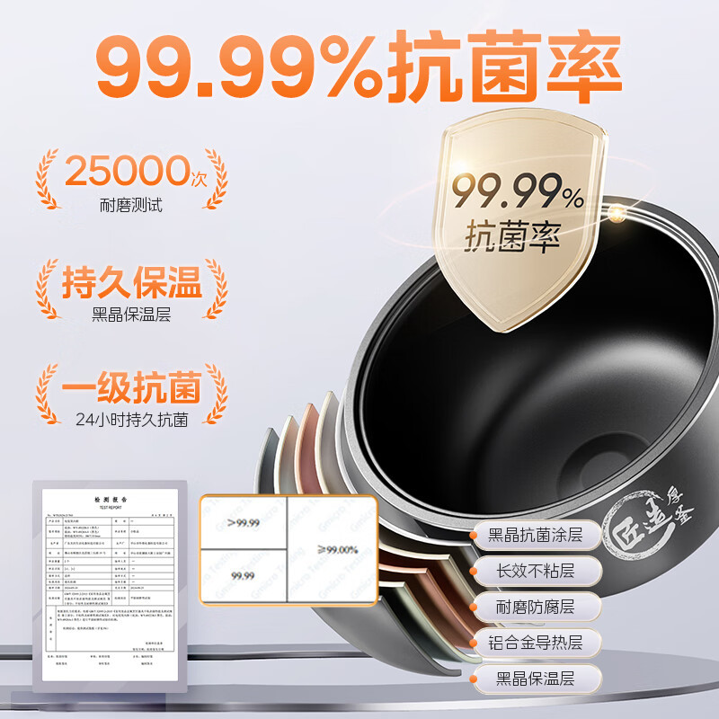 美的(Midea)电饭煲MB-RE3040电饭锅3升不粘内胆家用蒸煮煲汤蛋糕多功能智能预约煮饭锅