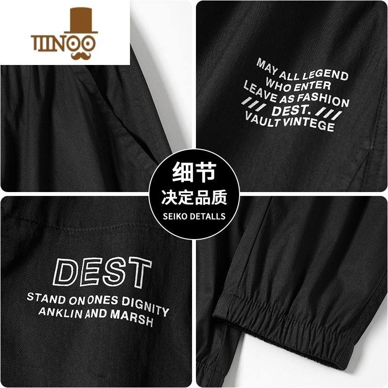 YANXU男士休闲裤夏季薄款宽松束脚百搭青少年运动工装冰丝裤子男款夏天高清大图