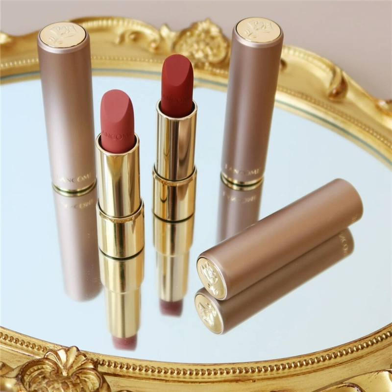 lancome兰蔻菁纯丝柔雾面哑光粉金管口红唇膏196柔雾朱砂橘