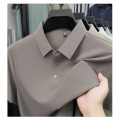 夏季polo衫男士短袖翻领冰丝痕T恤新款中年男装商务体恤男 2XL 咖色