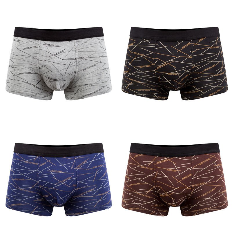 4条装男士内裤男平角裤质舒适透气四角裤大码青年潮宽松短裤