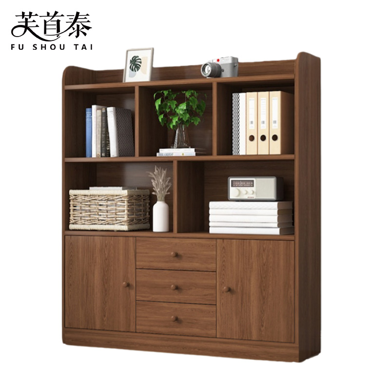 芙首泰木质书柜三层120*30*133cm台高清大图