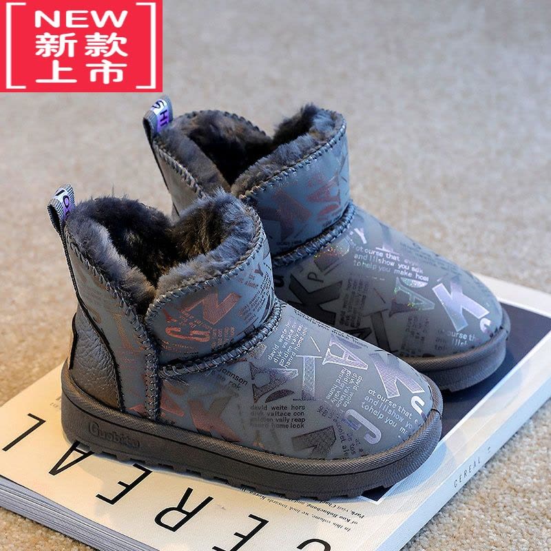 可莉允冬季儿童雪地靴防水女童时尚靴子宝宝加绒保暖棉鞋小孩防滑短靴图片