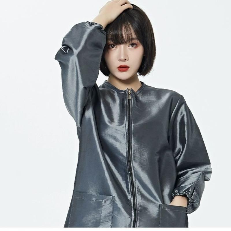 发型师美发工服理发店助理中工服焗油发廊技师烫染衣宠物师防尘服 灰色 M(建议80-120斤)