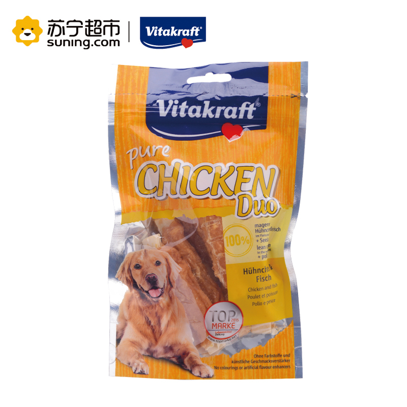 Vitakraft 犬用鸡肉鳕鱼卷狗零食宠物零食80g